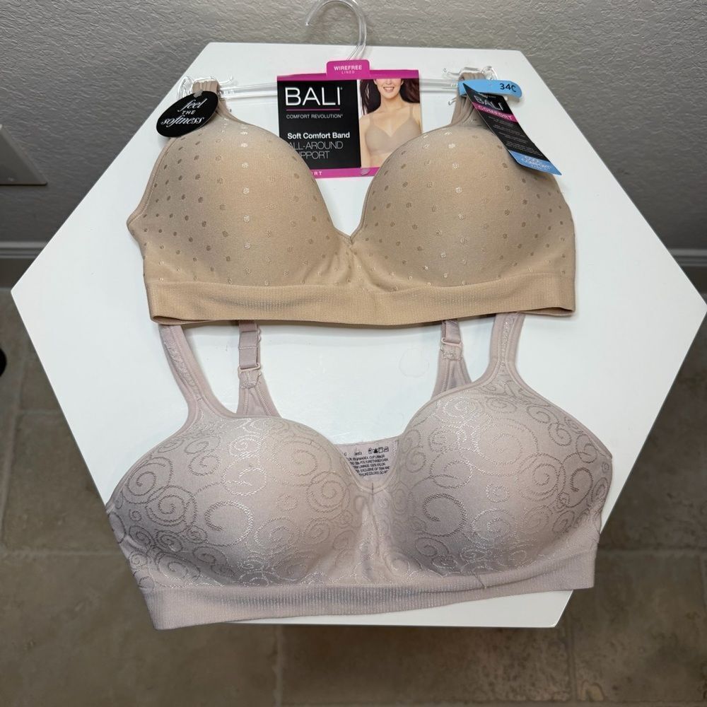 Bali NWT Comfort Band Bras - Beige and Light Pink 34C (Set of 2)